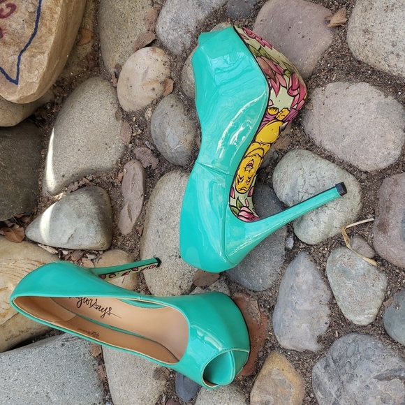 Taylor Says Shoes - Taylor Says Patent Leather peep toe stiletto with painted sole